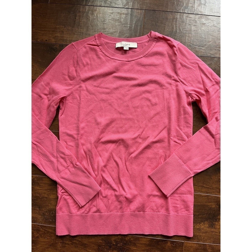 Loft Pink Long Sleeve Crew Neck Sweater Womens Size XS